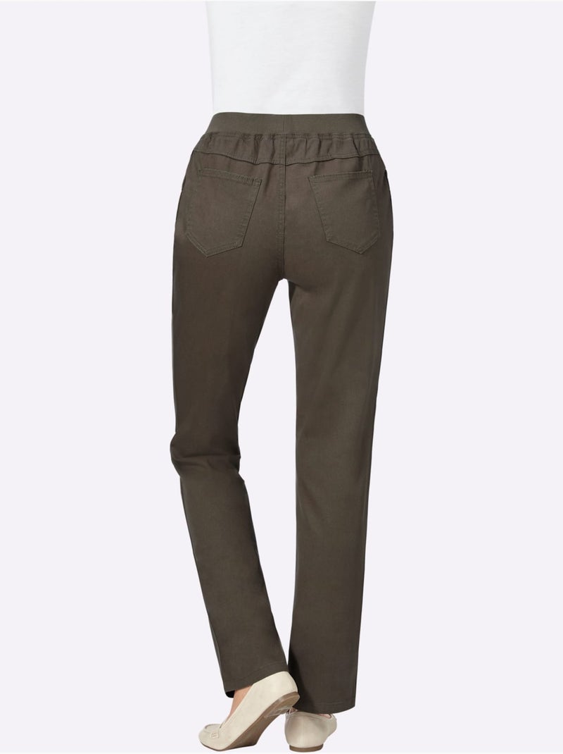 Jean extensible à ceinture élastique avec poches pratiques - Taille courte - Witt Kaki - Kiabi