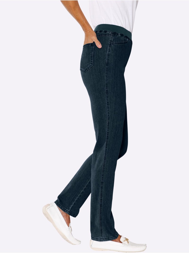 Jean extensible à ceinture élastique avec poches pratiques - Taille extra courte - Witt Bleu foncé - Kiabi