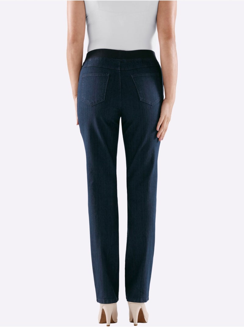 Jean extensible à ceinture élastique avec poches pratiques - Taille extra courte - Witt Bleu foncé - Kiabi