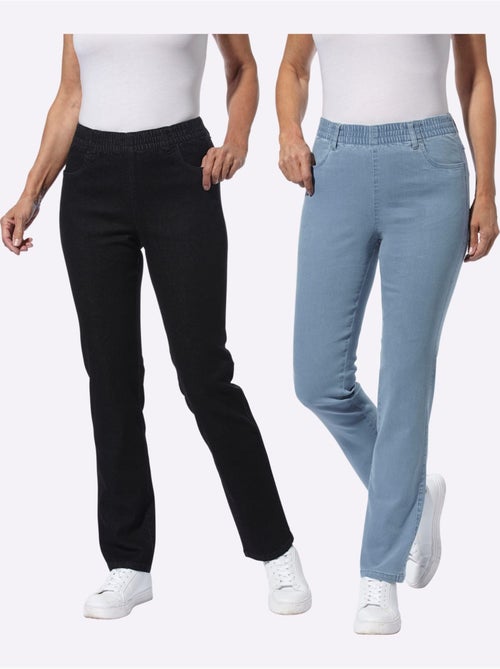 Jean extensible avec ceinture élastique et 2 poches devant - Taille courte - Moda Vilona - Kiabi Jean extensible avec ceinture élastique et 2 poches devant - Taille courte - Moda Vilona - Kiabi