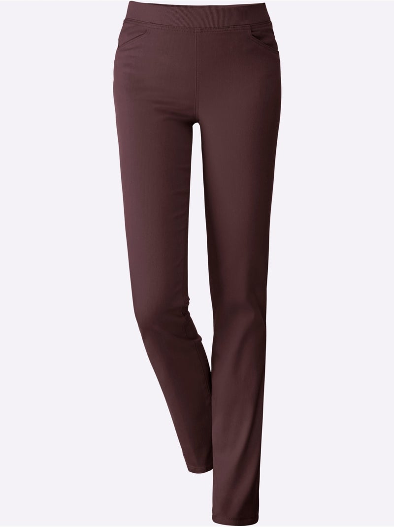Jean extensible avec ceinture élastique et deux poches - Taille courte - Witt Bordeaux - Kiabi
