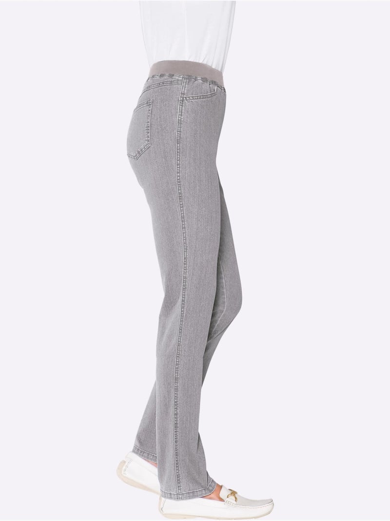 Jean extensible avec ceinture élastique et poches pratiques - Taille courte - Witt Gris - Kiabi