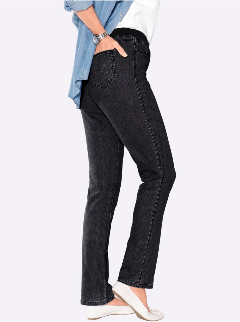 Jean extensible confortable avec ceinture élastique et poches pratiques - Taille extra courte - Witt Noir - Kiabi