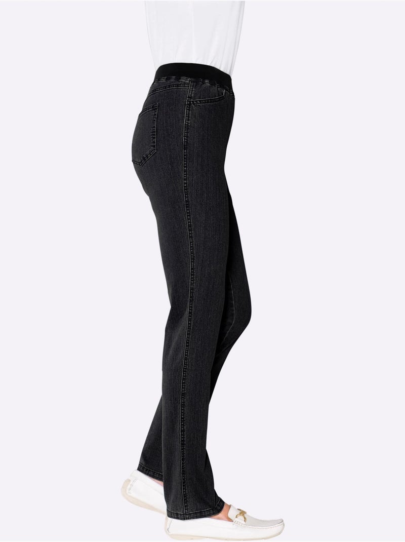 Jean extensible confortable avec ceinture élastique et poches pratiques - Taille extra courte - Witt Noir - Kiabi