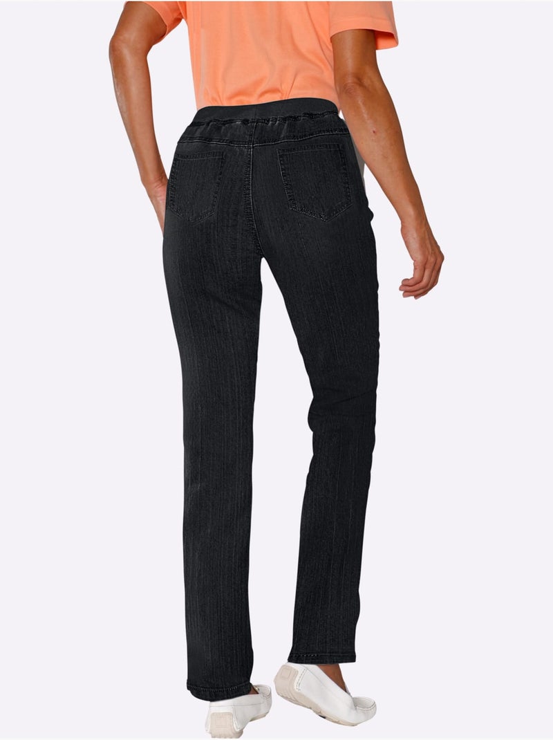 Jean extensible confortable avec ceinture élastique et poches pratiques - Taille extra courte - Witt Noir - Kiabi