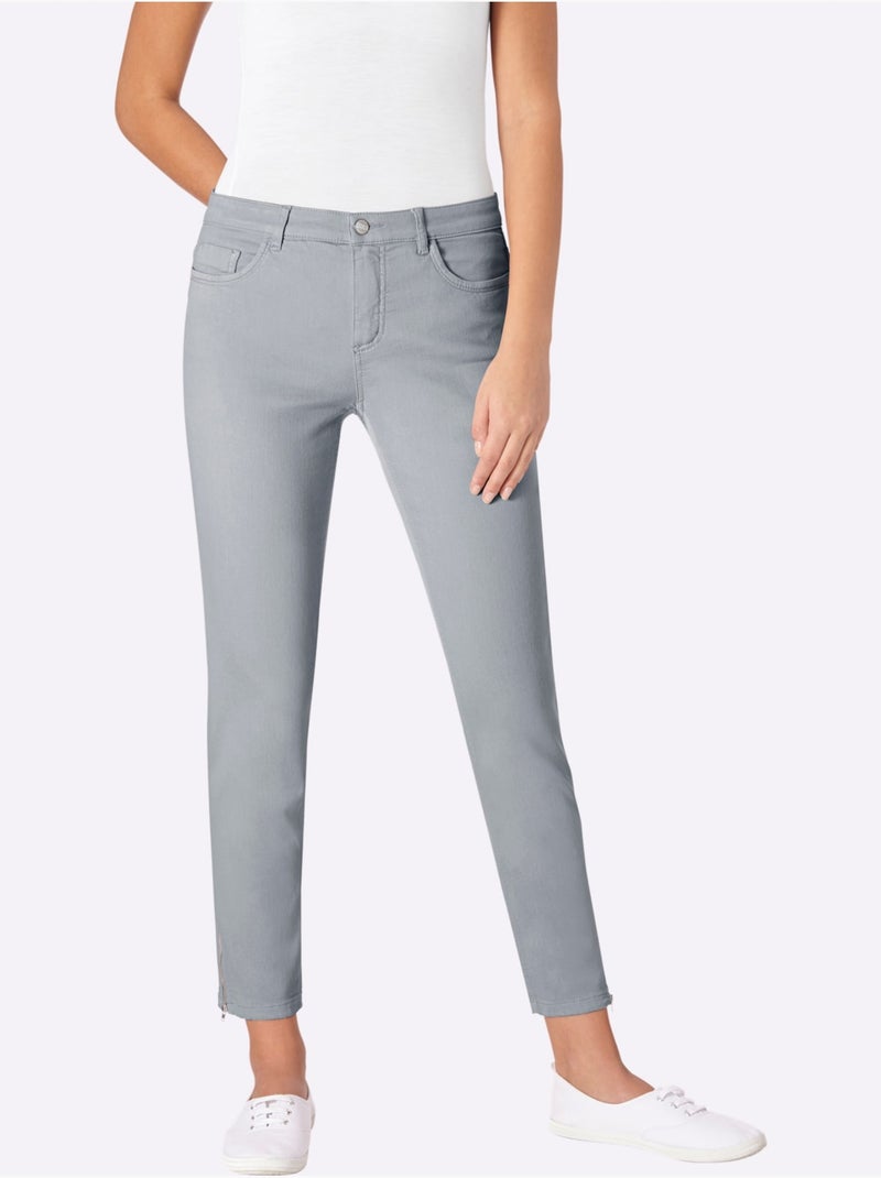 Jean Extensible Coupe 5 Poches - Taille Courte - Helline Gris - Kiabi