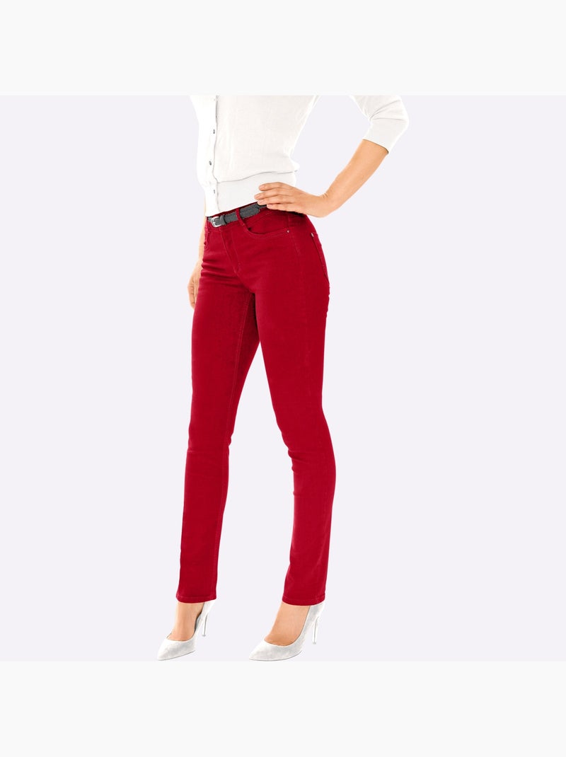Jean Extensible Coupe étroite - Taille Courte - Helline Rouge - Kiabi