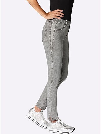 Jean Extensible Fente Aux Chevilles Décorée Tendance - Taille Standard - Moda Vilona