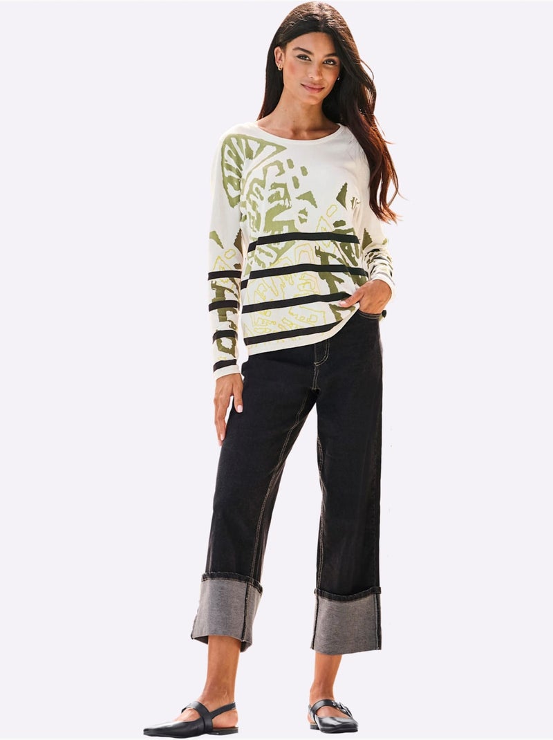 Jean Extensible Finition Des Jambes Avec Revers - Taille Standard - Helline Noir - Kiabi