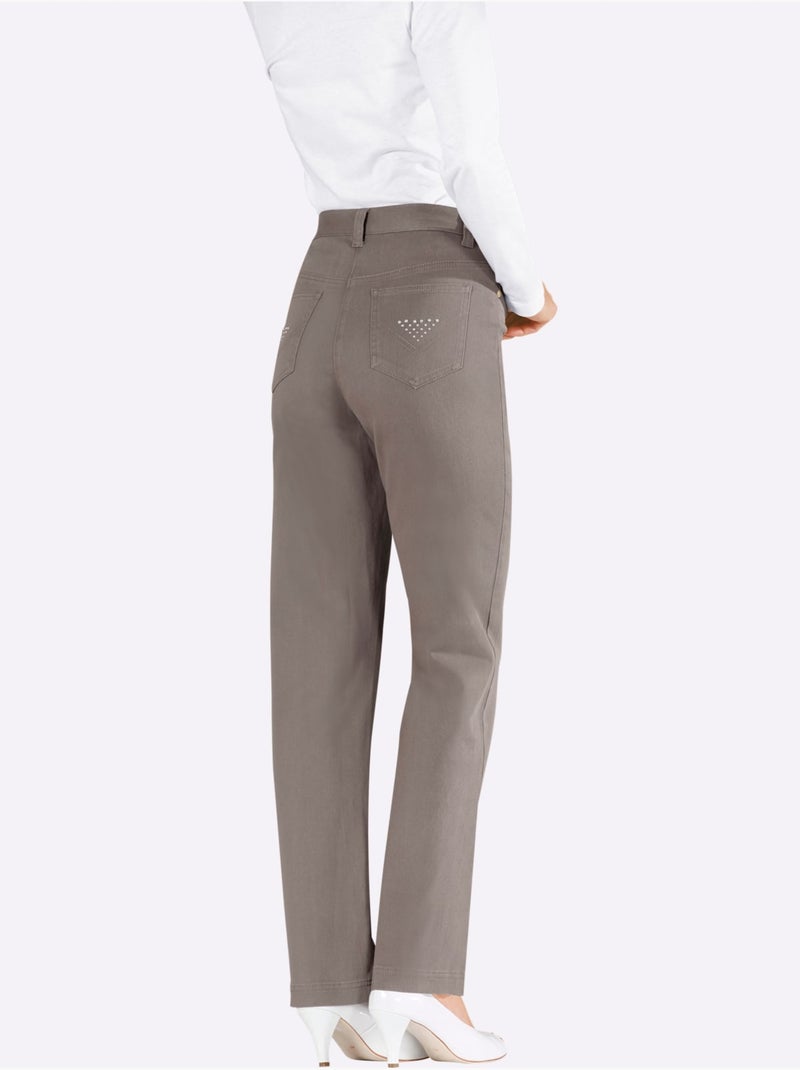 Jean Extensible Qualité Coton - Taille Courte - Witt Gris taupe - Kiabi