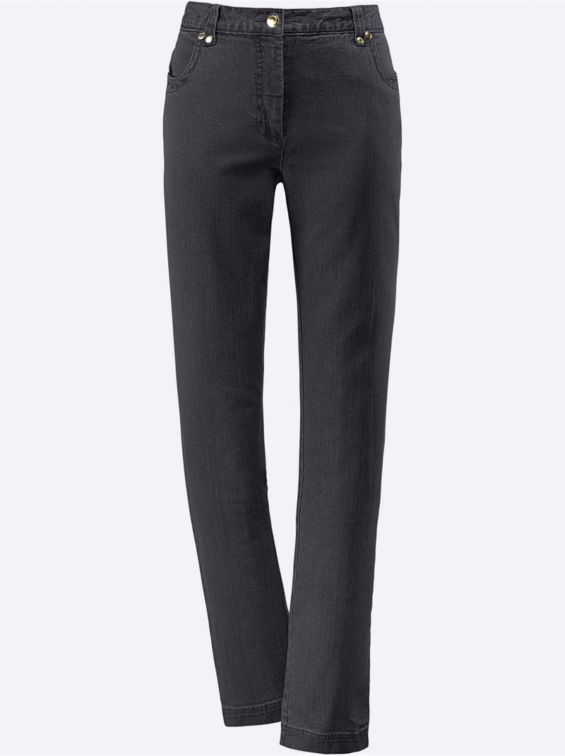 Jean Extensible Qualité Coton - Taille Courte - Witt Noir - Kiabi