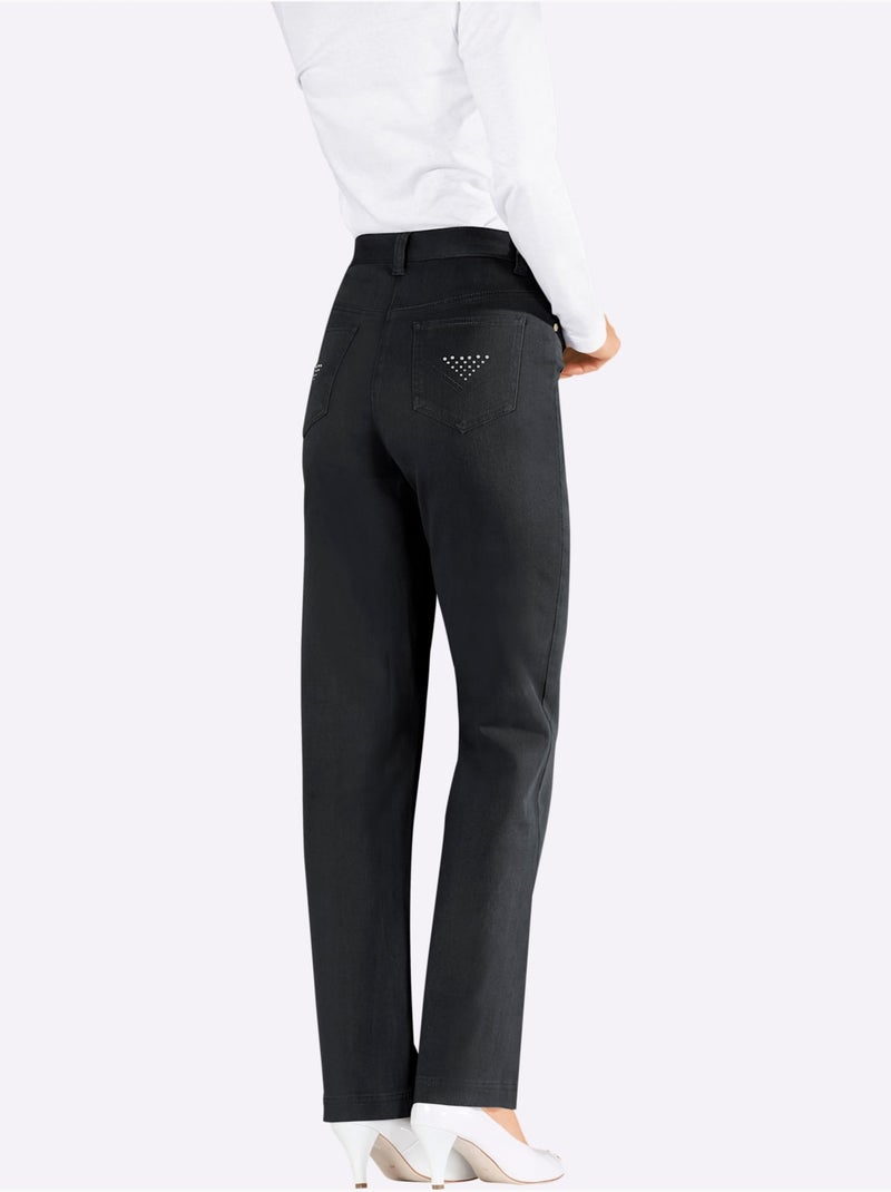 Jean Extensible Qualité Coton - Taille Courte - Witt Noir - Kiabi