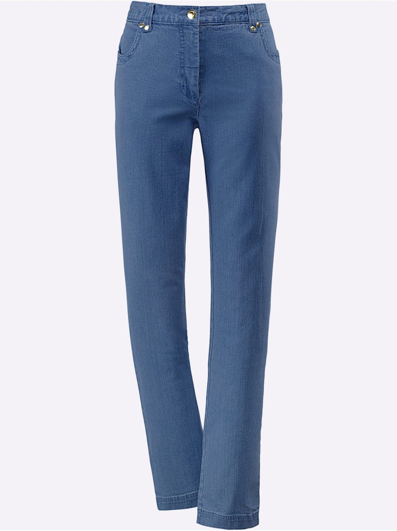 Jean Extensible Qualité Coton - Taille Standard - Witt Bleu Blanc - Kiabi