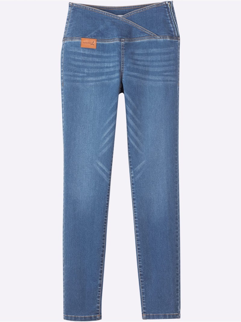 Jean extensible qualité coton doux sur la peau - taille courte - witt Bleu Blanc - Kiabi