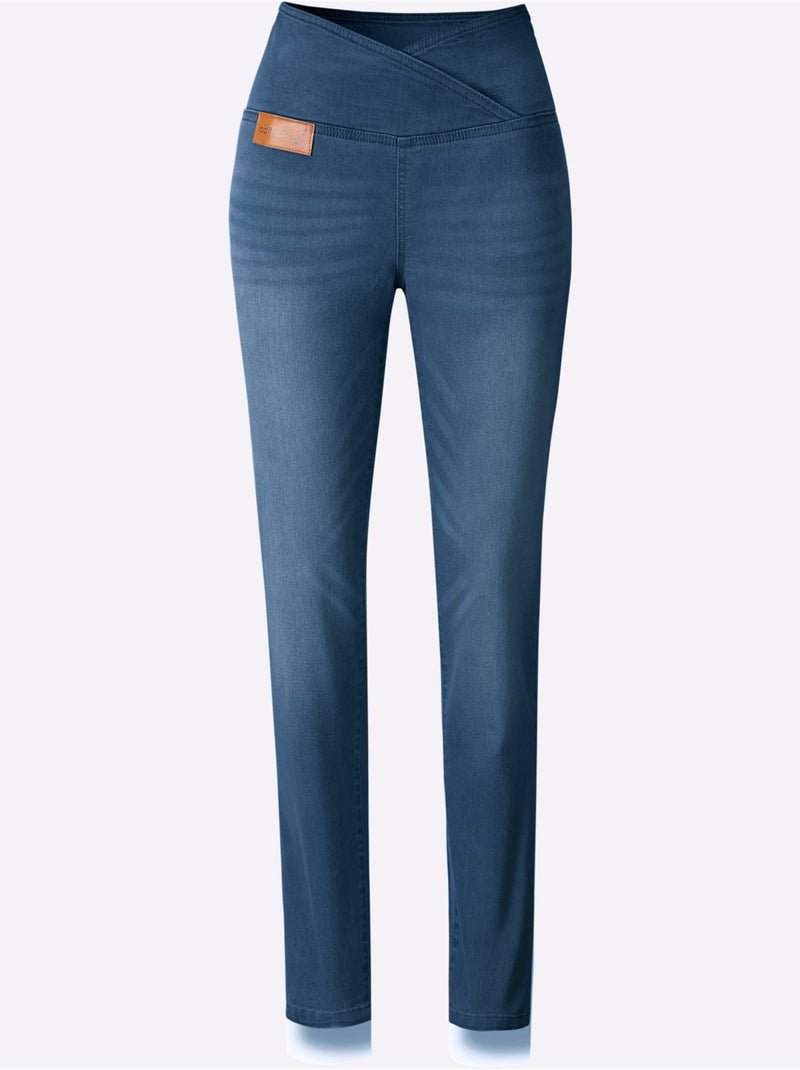 Jean extensible qualité coton doux sur la peau - taille courte - witt Bleu Blanc - Kiabi