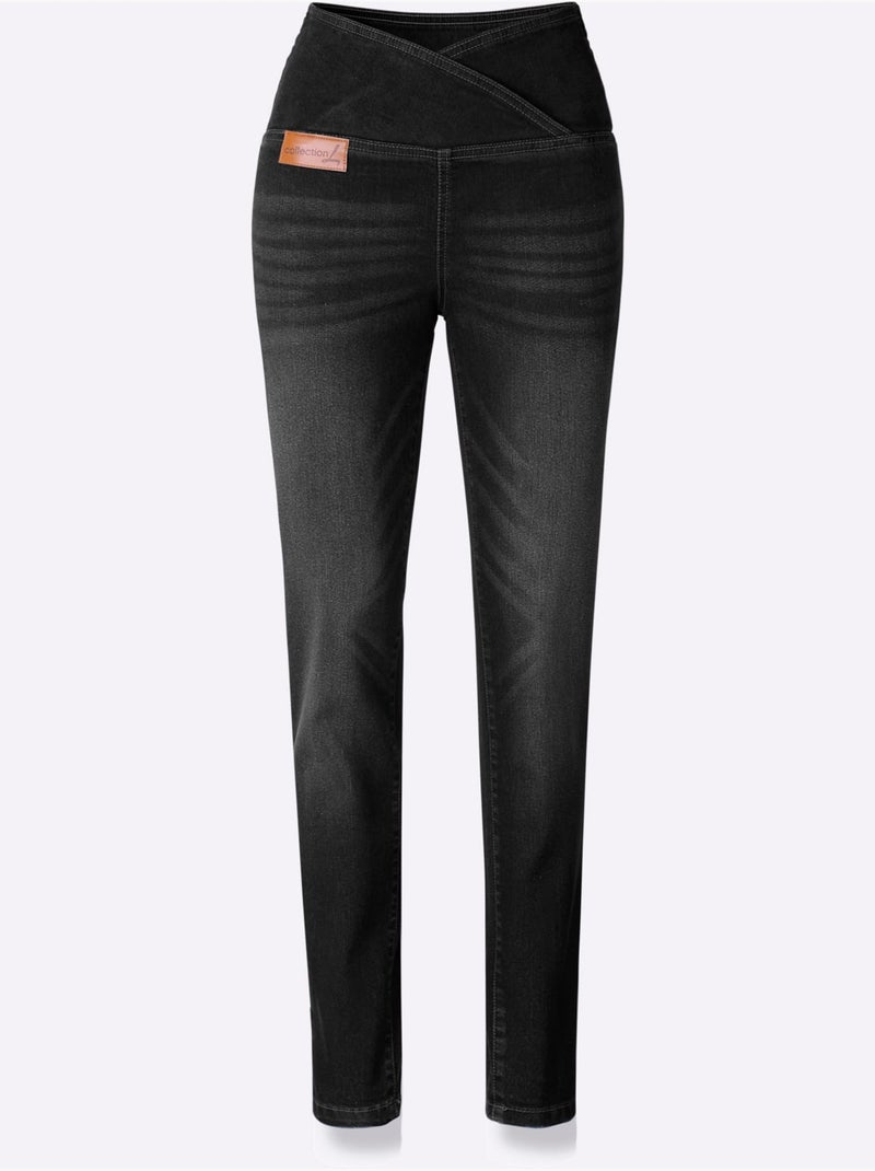 Jean extensible qualité coton doux sur la peau - taille courte - witt Noir - Kiabi