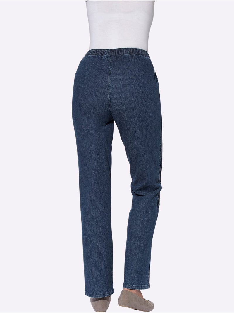 Jean facile à enfiler avec ceinture élastique et poches pratiques - Taille courte - Witt Bleu foncé - Kiabi