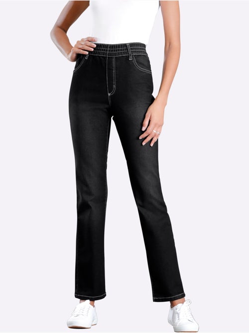 Jean féminin à ceinture élastique avec effet ventre plat - Taille standard - Moda Vilona - Kiabi Jean féminin à ceinture élastique avec effet ventre plat - Taille standard - Moda Vilona - Kiabi