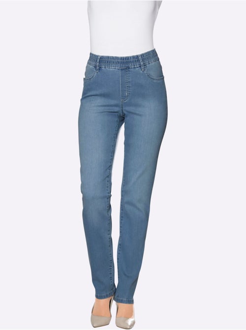Jean féminin avec ceinture élastique et effet ventre plat - Taille courte - Moda Vilona - Kiabi Jean féminin avec ceinture élastique et effet ventre plat - Taille courte - Moda Vilona - Kiabi