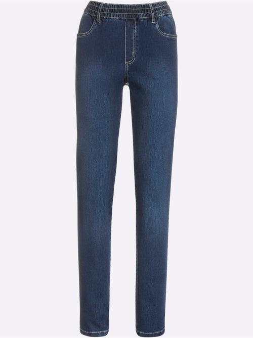 Jean féminin avec ceinture élastique et effet ventre plat - Taille courte - Moda Vilona - Kiabi