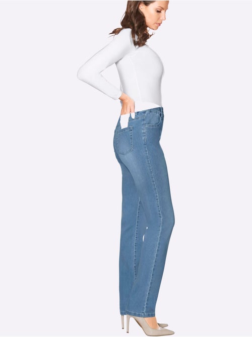 Jean féminin avec ceinture élastique et effet ventre plat - Taille standard - Moda Vilona - Kiabi