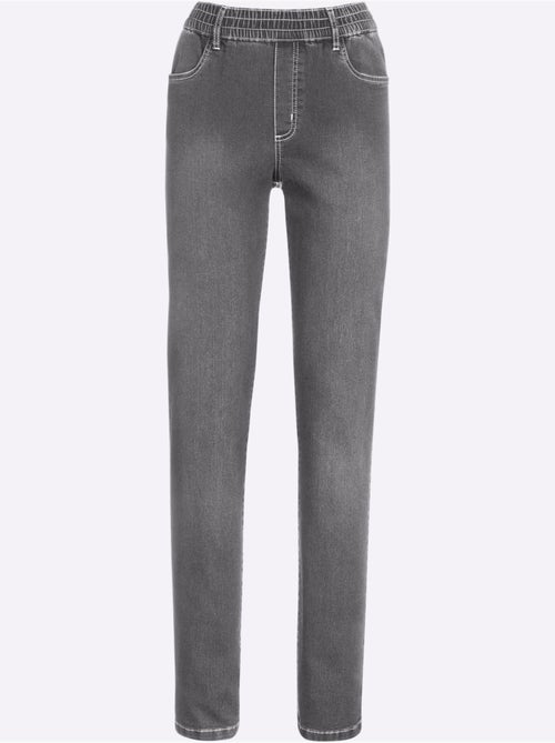 Jean femme à ceinture élastique avec poches avant et arrière - Taille standard - Moda Vilona - Kiabi Jean femme à ceinture élastique avec poches avant et arrière - Taille standard - Moda Vilona - Kiabi