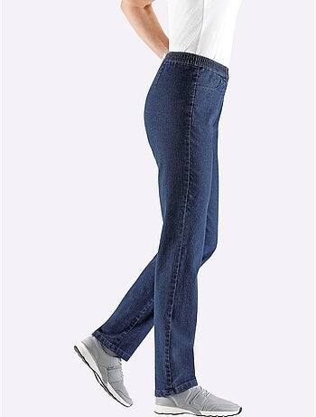 Jean femme à taille élastique avec poches et boutons argentés - taille standard - Moda Vilona