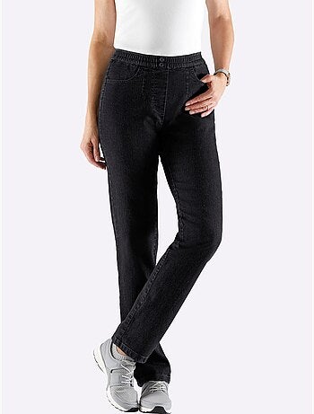 Jean femme à taille élastique avec poches et boutons argentés - taille standard - Moda Vilona