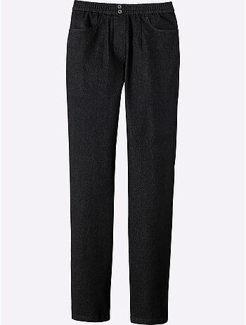 Jean femme à taille élastique avec poches et boutons argentés - taille standard - Moda Vilona