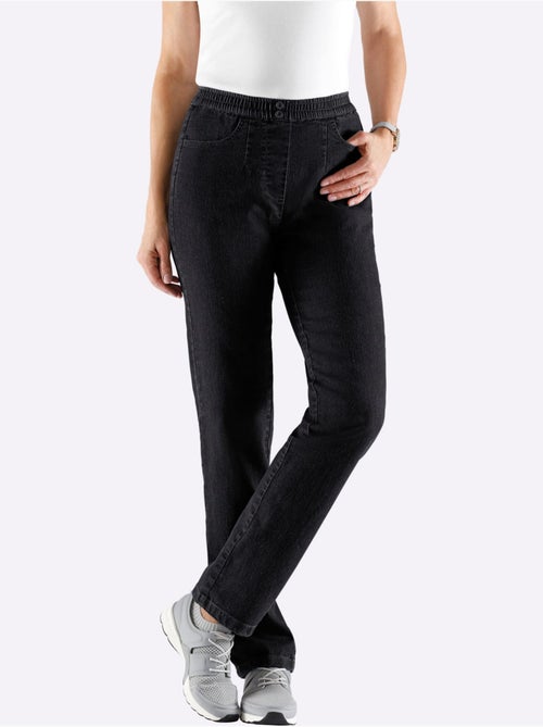 Jean femme à taille élastique avec poches et boutons argentés - taille standard - Moda Vilona - Kiabi Jean femme à taille élastique avec poches et boutons argentés - taille standard - Moda Vilona - Kiabi