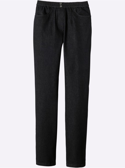 Jean femme à taille élastique avec poches et boutons argentés - taille standard - Moda Vilona - Kiabi Jean femme à taille élastique avec poches et boutons argentés - taille standard - Moda Vilona - Kiabi