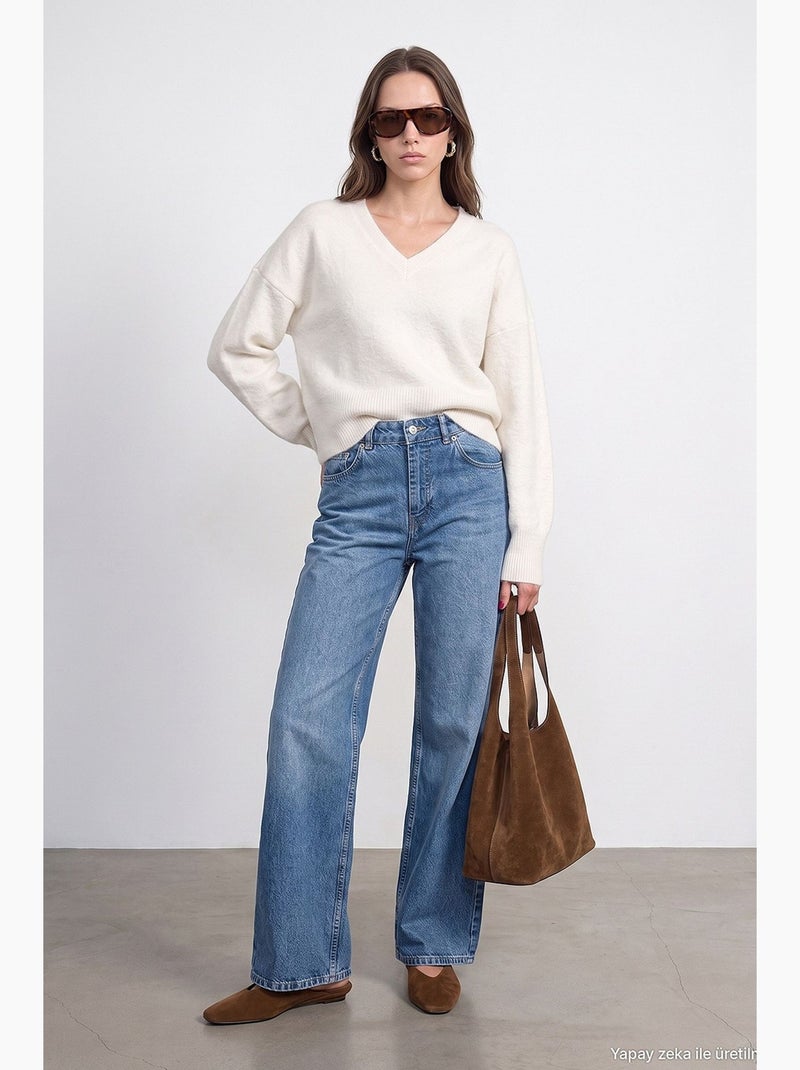 Jean femme coupe droite dilvin Bleu saphir - Kiabi