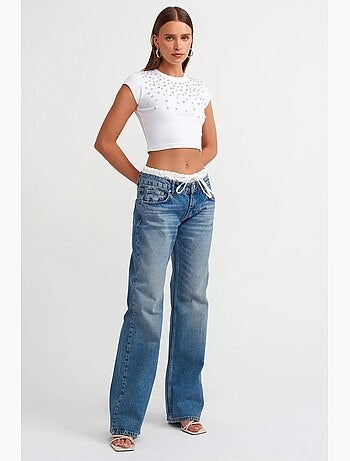 Jean femme coupe droite, taille mi-haute dilvin