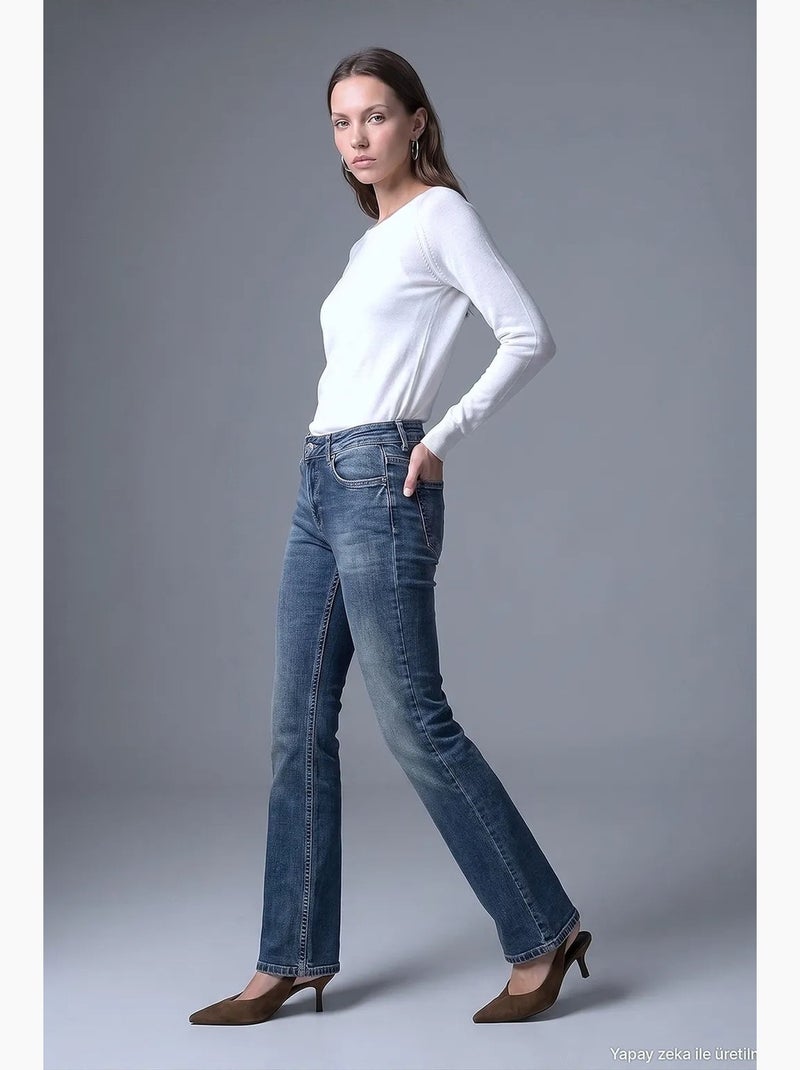 Jean femme dilvin Bleu saphir - Kiabi