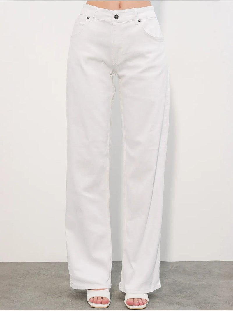 Jean femme en coton bdart Blanc - Kiabi