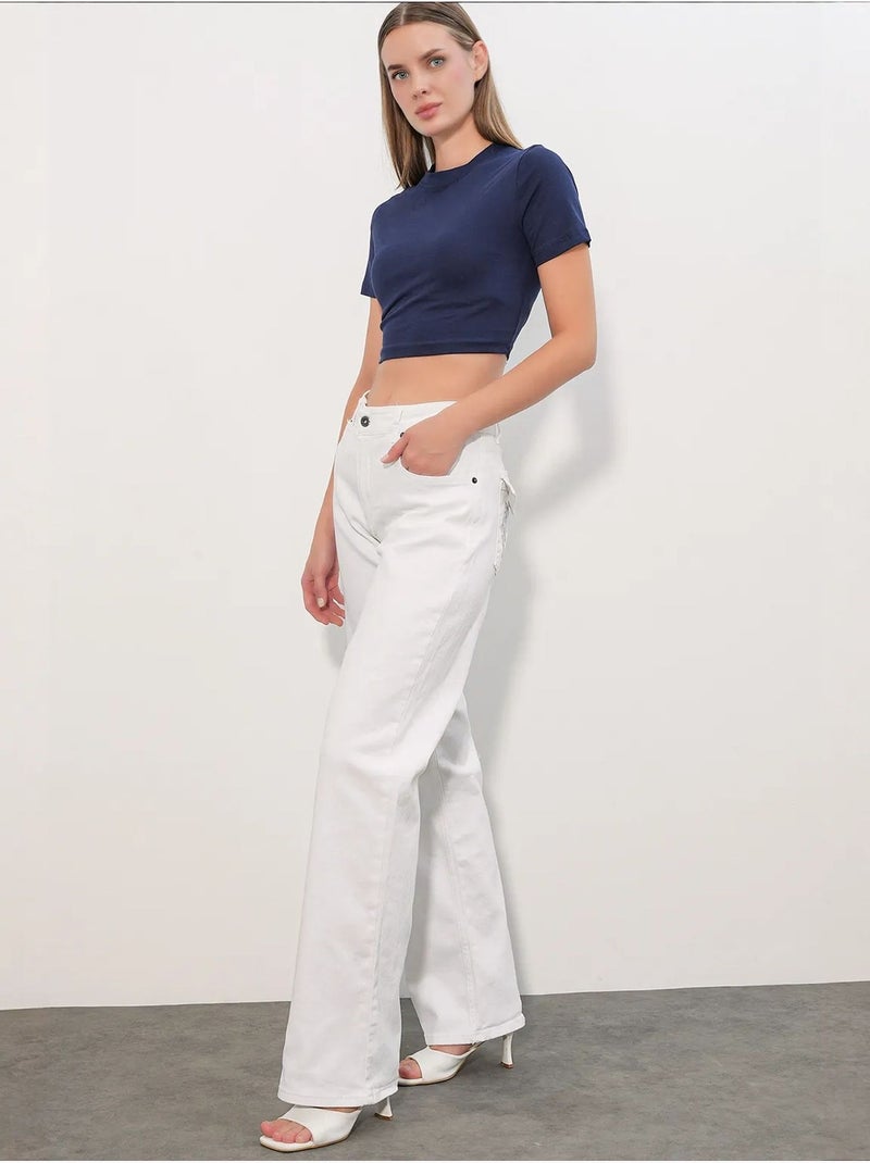 Jean femme en coton bdart Blanc - Kiabi