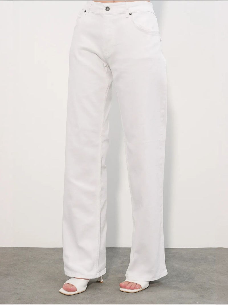 Jean femme en coton bdart Blanc - Kiabi