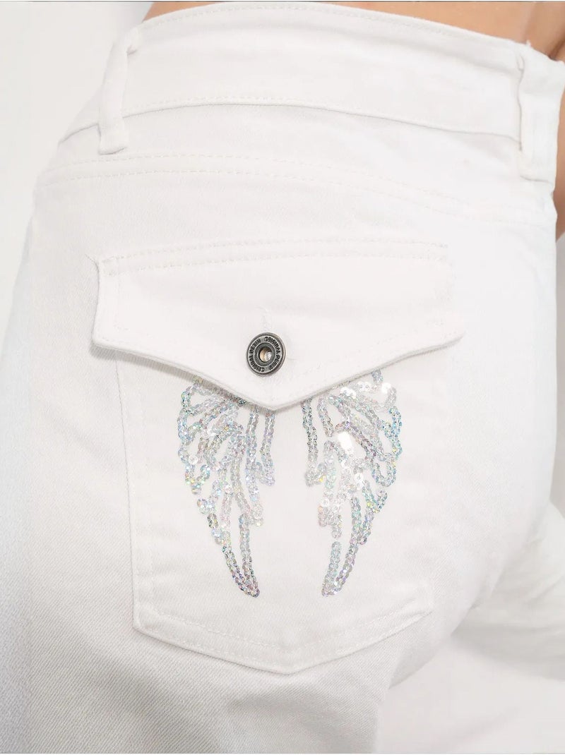 Jean femme en coton bdart Blanc - Kiabi