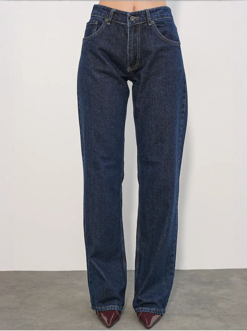 Jean femme en coton bdart Bleu outremer - Kiabi