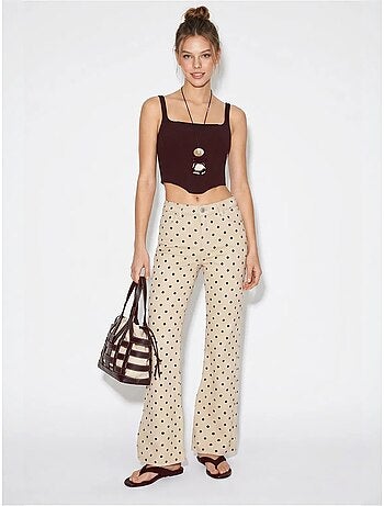 Jean femme évasé à taille mi-haute et pois lucci