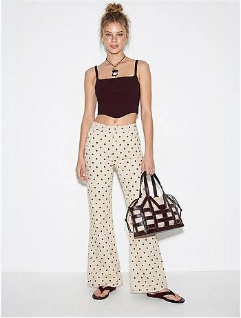 Jean femme évasé à taille mi-haute et pois lucci