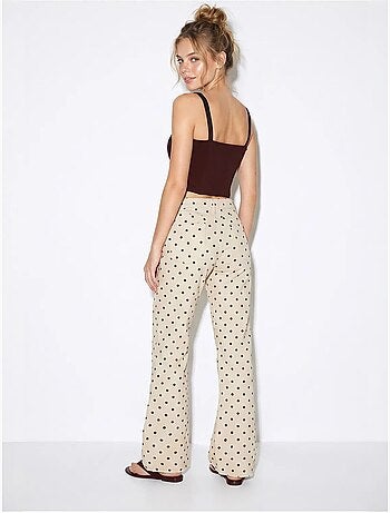 Jean femme évasé à taille mi-haute et pois lucci