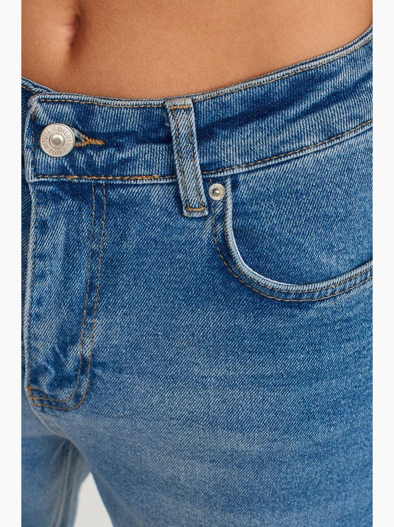 Jean femme slim droit taille haute dilvin Bleu saphir - Kiabi