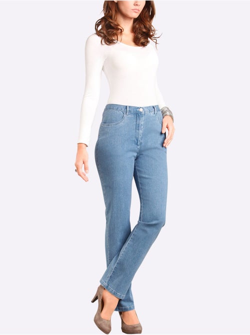 Jean femme taille haute à ceinture élastique et poches devant - Taille standard - Moda Vilona - Kiabi Jean femme taille haute à ceinture élastique et poches devant - Taille standard - Moda Vilona - Kiabi