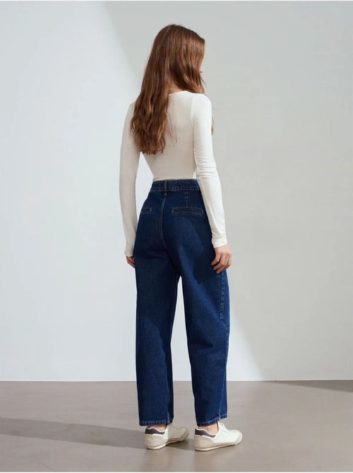 Jean Femme Taille Haute À Jambe Large - Kiabi