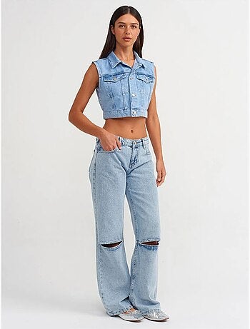 Jean femme taille haute à jambe large dilvin