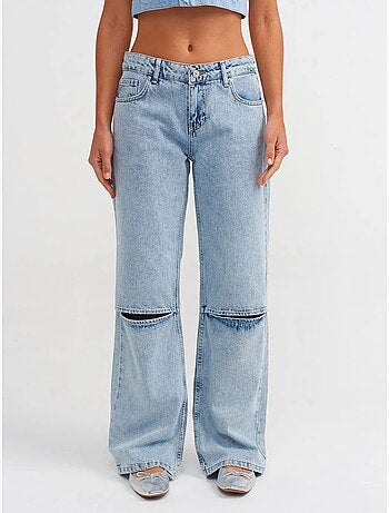 Jean femme taille haute à jambe large dilvin