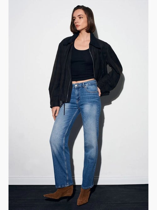 Jean femme taille haute à jambe large dilvin - Kiabi Jean femme taille haute à jambe large dilvin - Kiabi