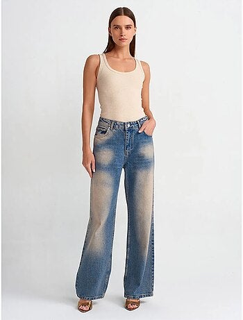 Jean femme taille haute à jambe large dilvin