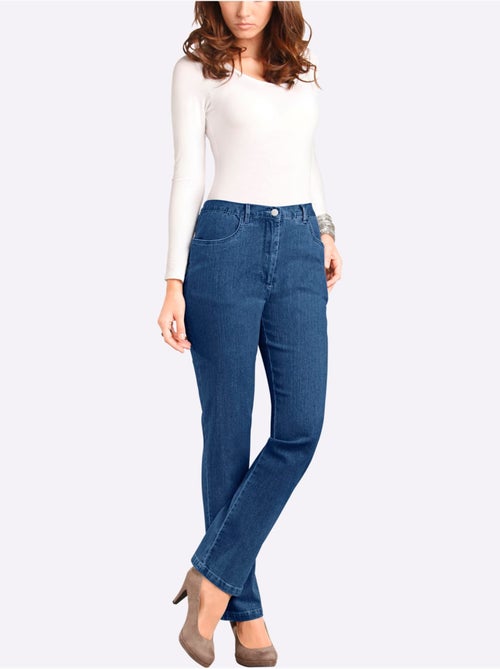 Jean femme taille haute avec ceinture élastique et deux poches - Taille courte - Moda Vilona - Kiabi Jean femme taille haute avec ceinture élastique et deux poches - Taille courte - Moda Vilona - Kiabi